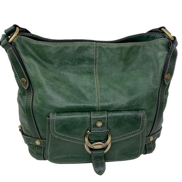 Sereta Genuine Leather Purse in Deep Green & Gold - Picture 2 of 13